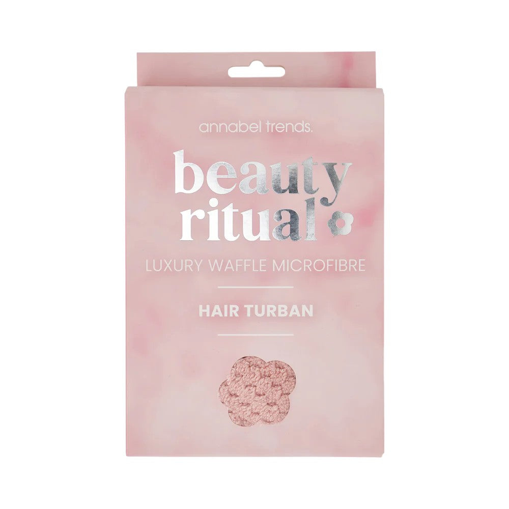 Beauty Ritual Luxury Waffle Hair Turban - Dusty Pink