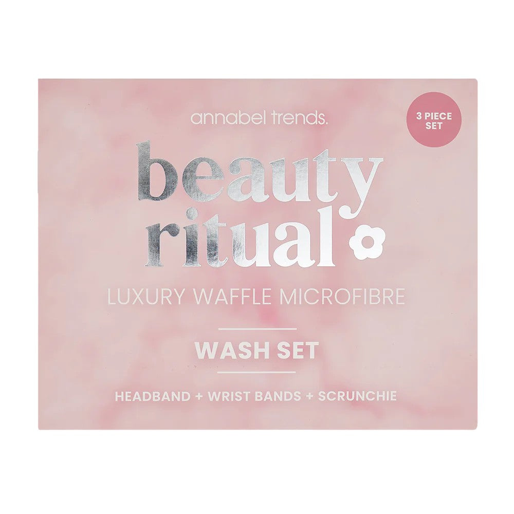 Beauty Ritual Luxury Waffle Wash Set 3pc - Dusty Pink