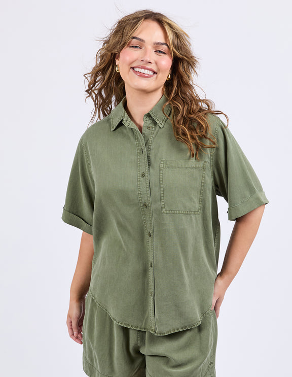 Bliss Washed Shirt styled with matching shorts – summer outfit