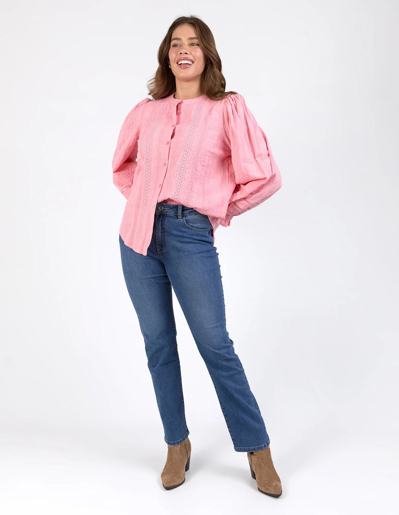 Fennel Shirt – Charm Pink | 100% Cotton Balloon Sleeve Blouse