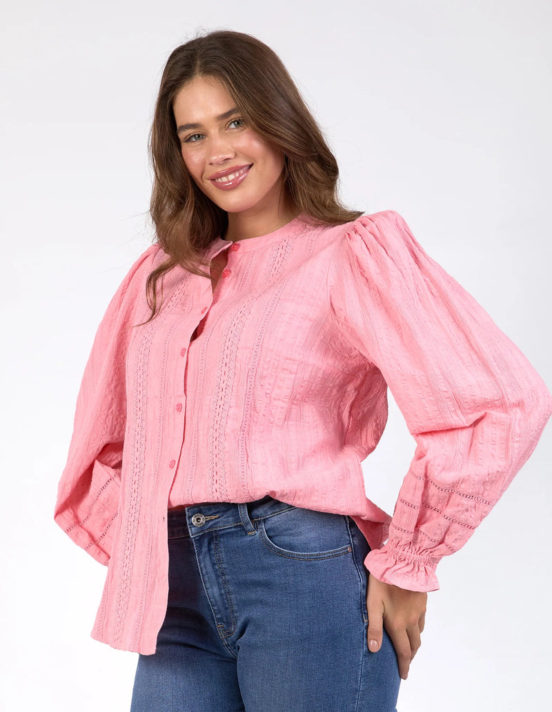 Fennel Shirt – Charm Pink | 100% Cotton Balloon Sleeve Blouse