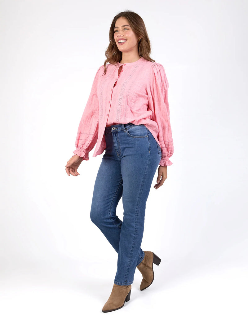 Fennel Shirt – Charm Pink | 100% Cotton Balloon Sleeve Blouse
