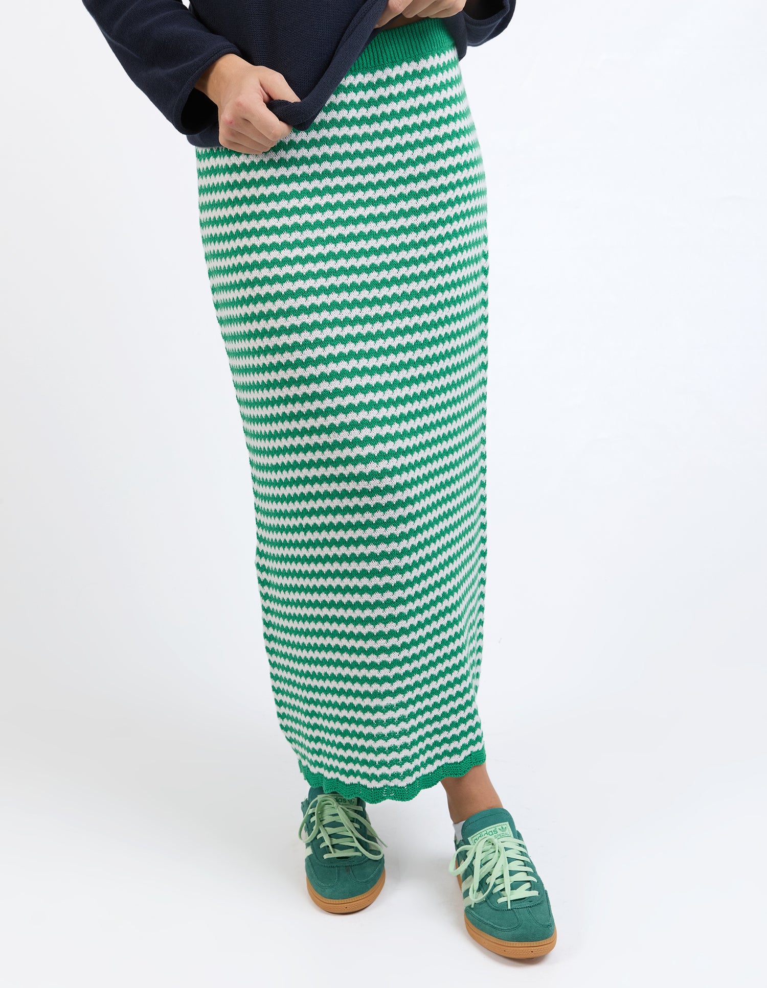 Rosie Stripe Skirt Pine Green