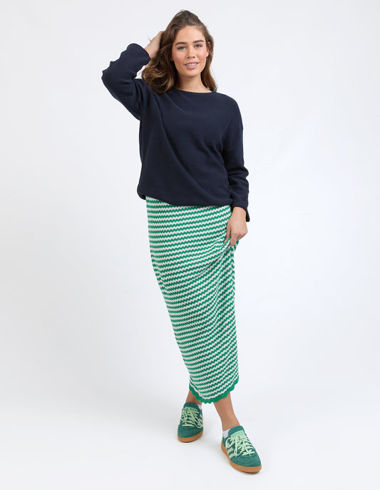 Rosie Stripe Skirt Pine Green