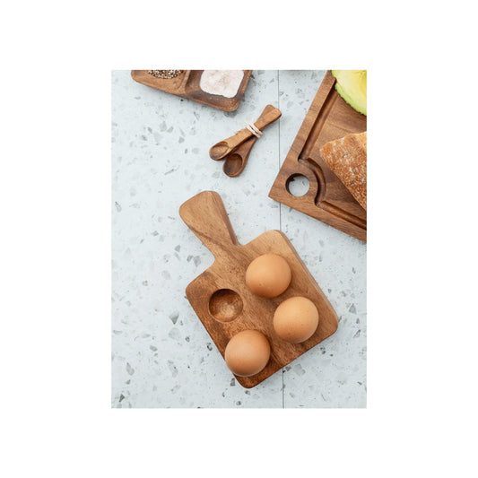 Acacia wood 4 egg holder for breakfast tables and kitchen styling 