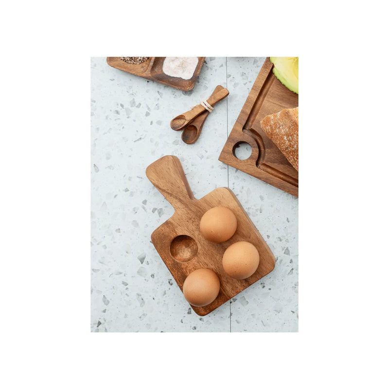 Acacia wood 4 egg holder for breakfast tables and kitchen styling 
