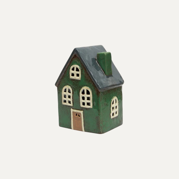 Green Alsace Tea Light Barn ceramic Christmas decoration