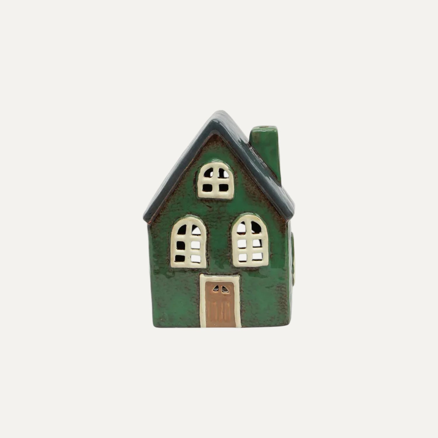 Green Alsace Tea Light Barn ceramic Christmas decoration