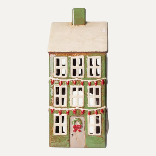 Christmas Green Alsace Grande Chalet ceramic tealight house
