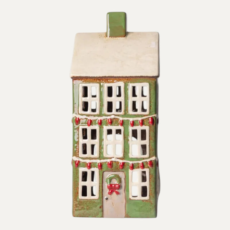 Christmas Green Alsace Grande Chalet ceramic tealight house