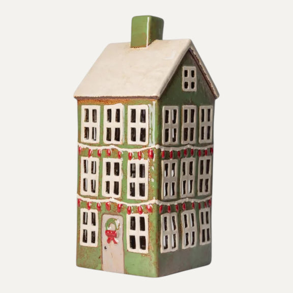 Christmas Green Alsace Grande Chalet ceramic tealight house