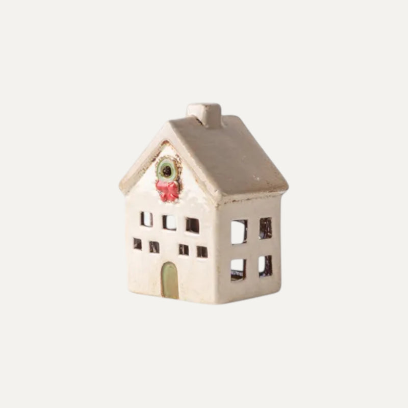 Alsace Tea Light Villa - handpainted ceramic Christmas decor
