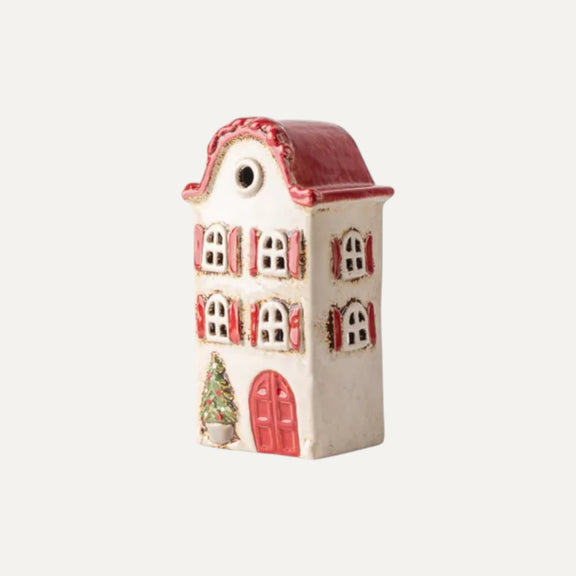 Alsace Tea Light Villa - handpainted ceramic Christmas collectable