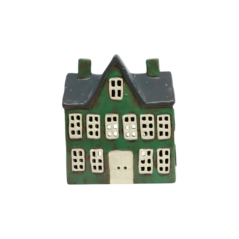 Alsace Tea Light Manor – Green | Hand-Painted Ceramic Christmas Décor