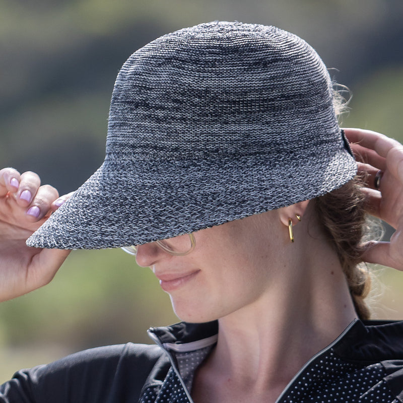 annika cap mix black visor style wide brim cap