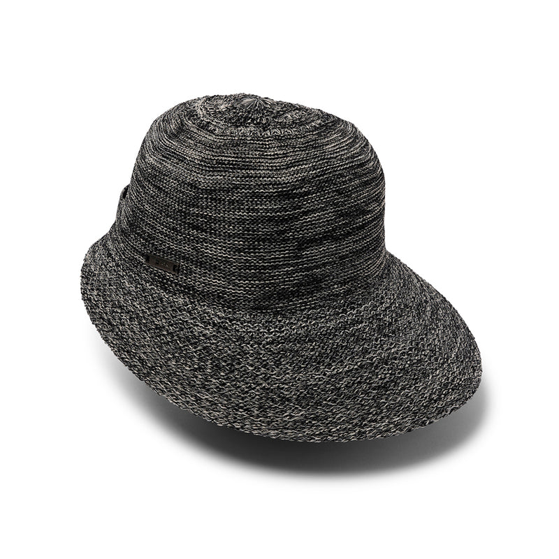 Textured black and gray bucket hat on a white background