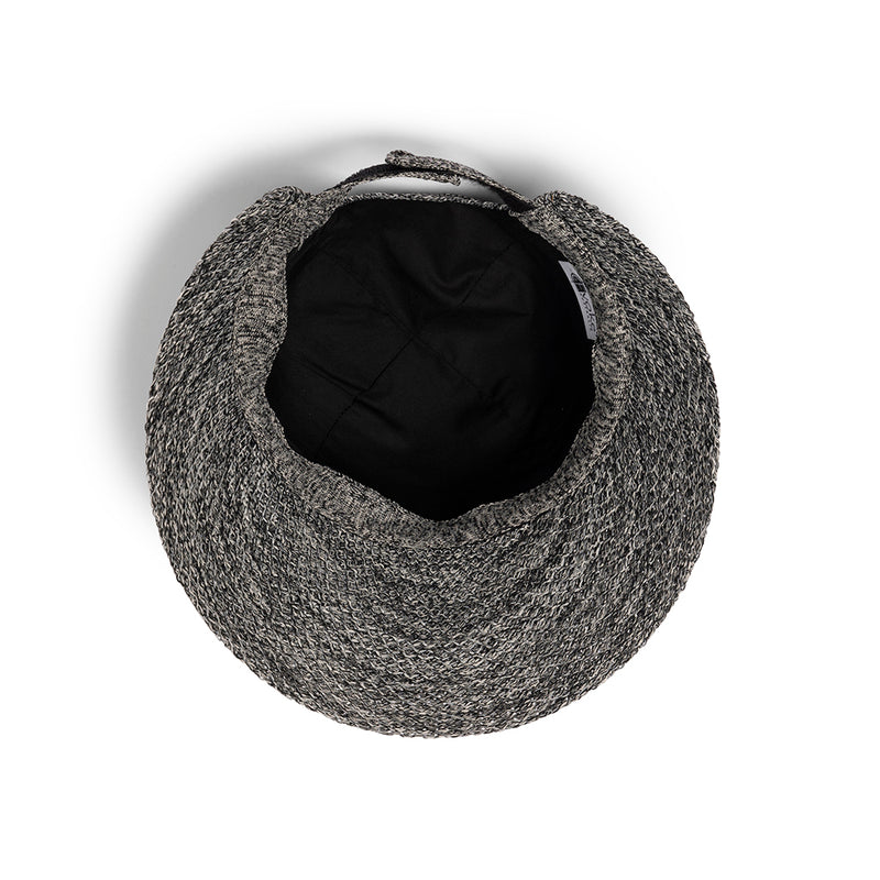 view underneath of black visor cap ponytail velcro adjustable hat