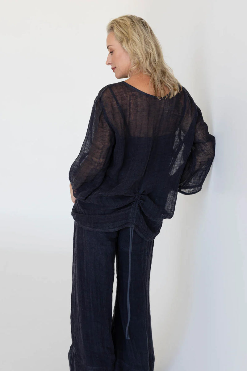 women wide leg linen pants australia midnight