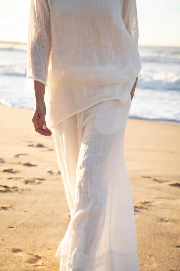 eadie linen pants off white gauze linen women