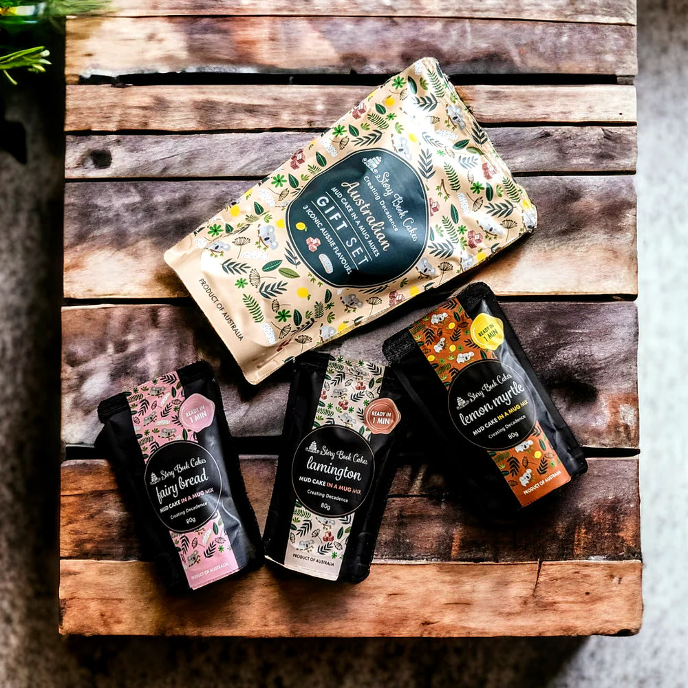 Australian mud cake in a mug gift set Story Book Cakes