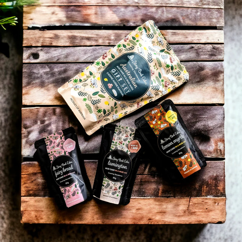 Australian mud cake in a mug gift set Story Book Cakes