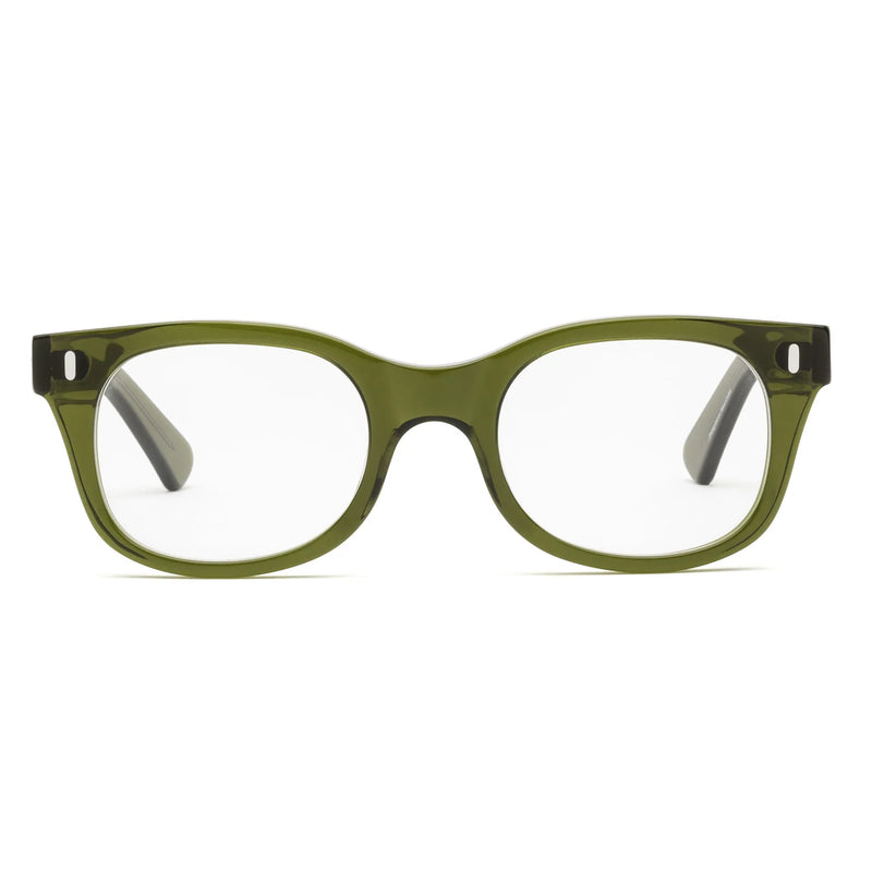 Caddis Readers Bixby Heritage Green with blue light blocking lenses
