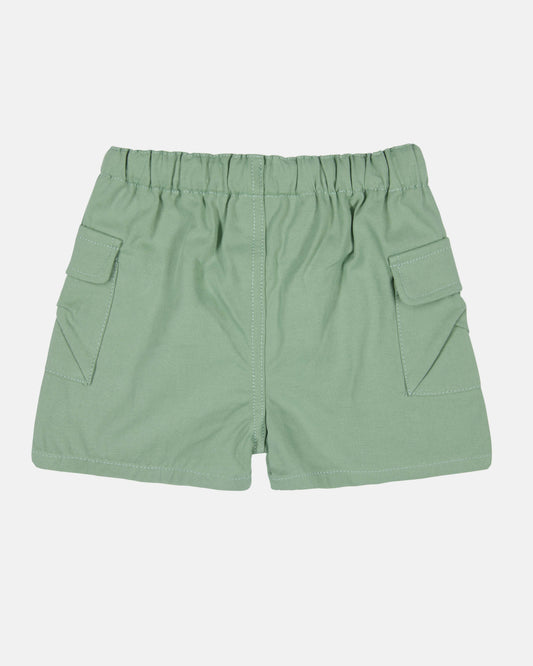 Toshi Baby Shorts Billy in Teal with elastic waist and pocket view from behind