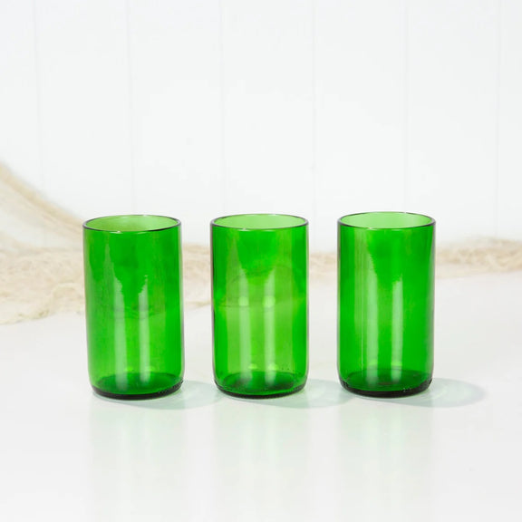 BSM green tall glass recycled handmade