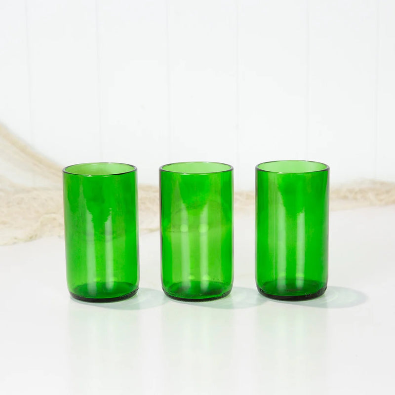 BSM green tall glass recycled handmade