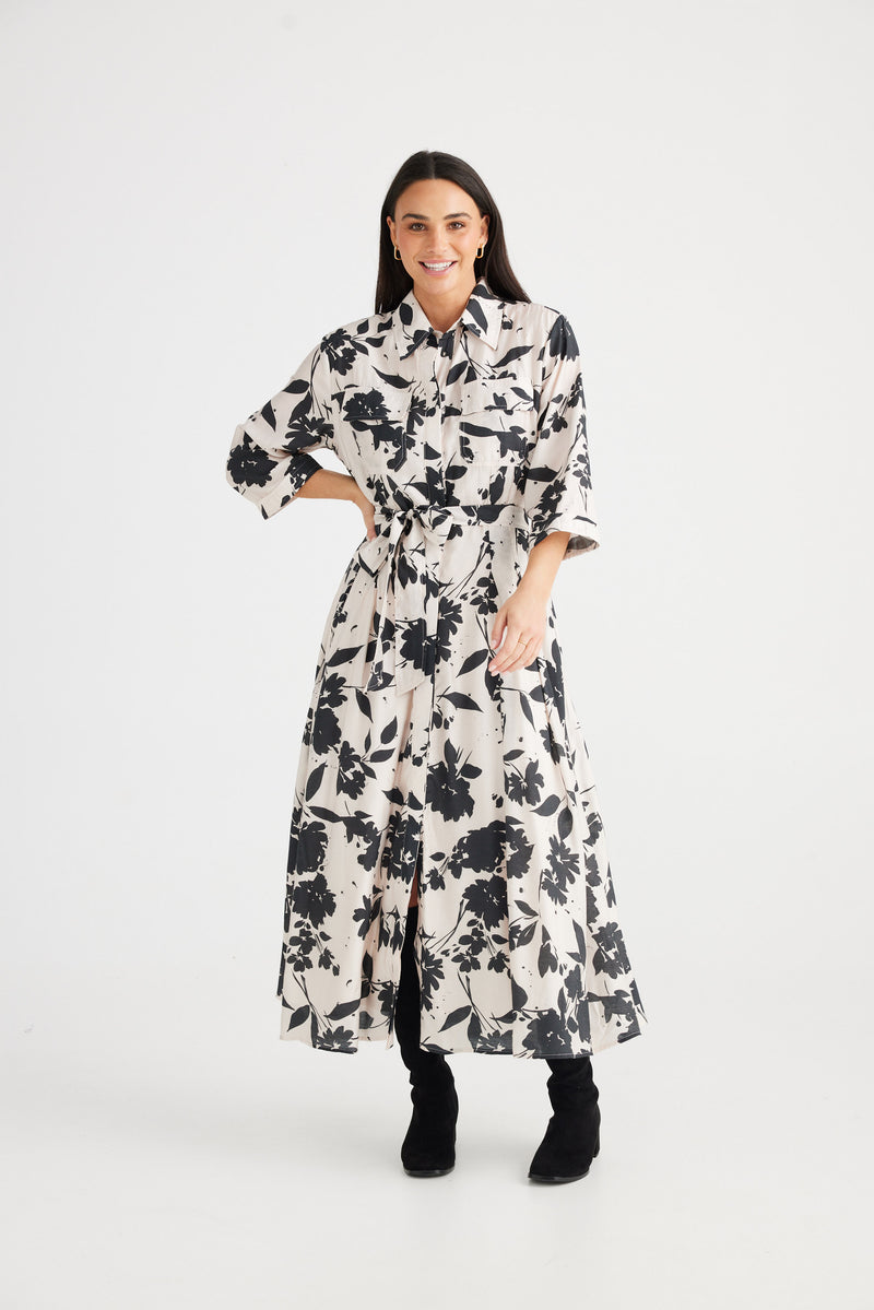 Rossellini 3/4 Sleeve Dress - Shadow Bloom