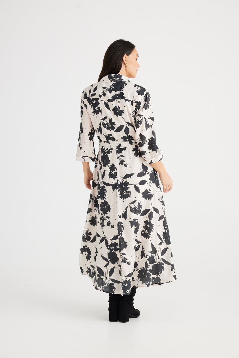 Rossellini 3/4 Sleeve Dress - Shadow Bloom