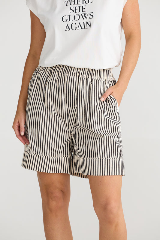 Broadway Short White w Black Stripe