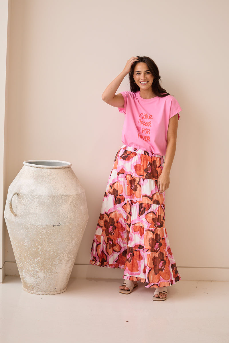 Wonderland Skirt – Azalea | Brave + True Long Floral Skirt