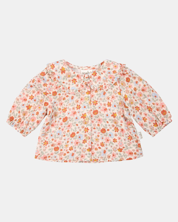 Toshi baby blouse Peter Pan Rosie Posie pink floral cotton baby top