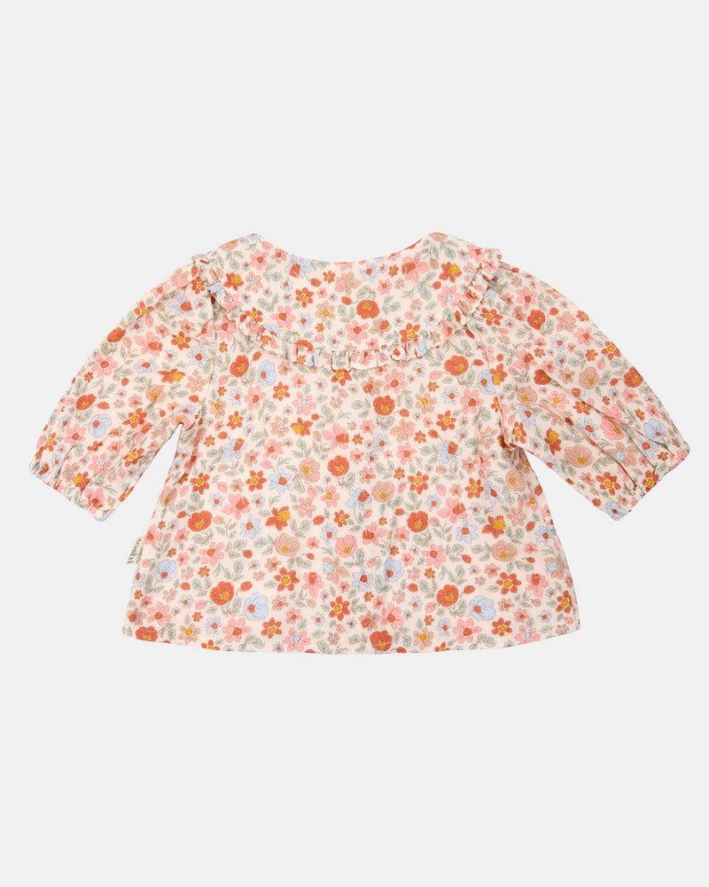 Floral patterned baby top - Toshi baby blouse Peter Pan Rosie Posie pink floral cotton baby top sold by My Country Escape