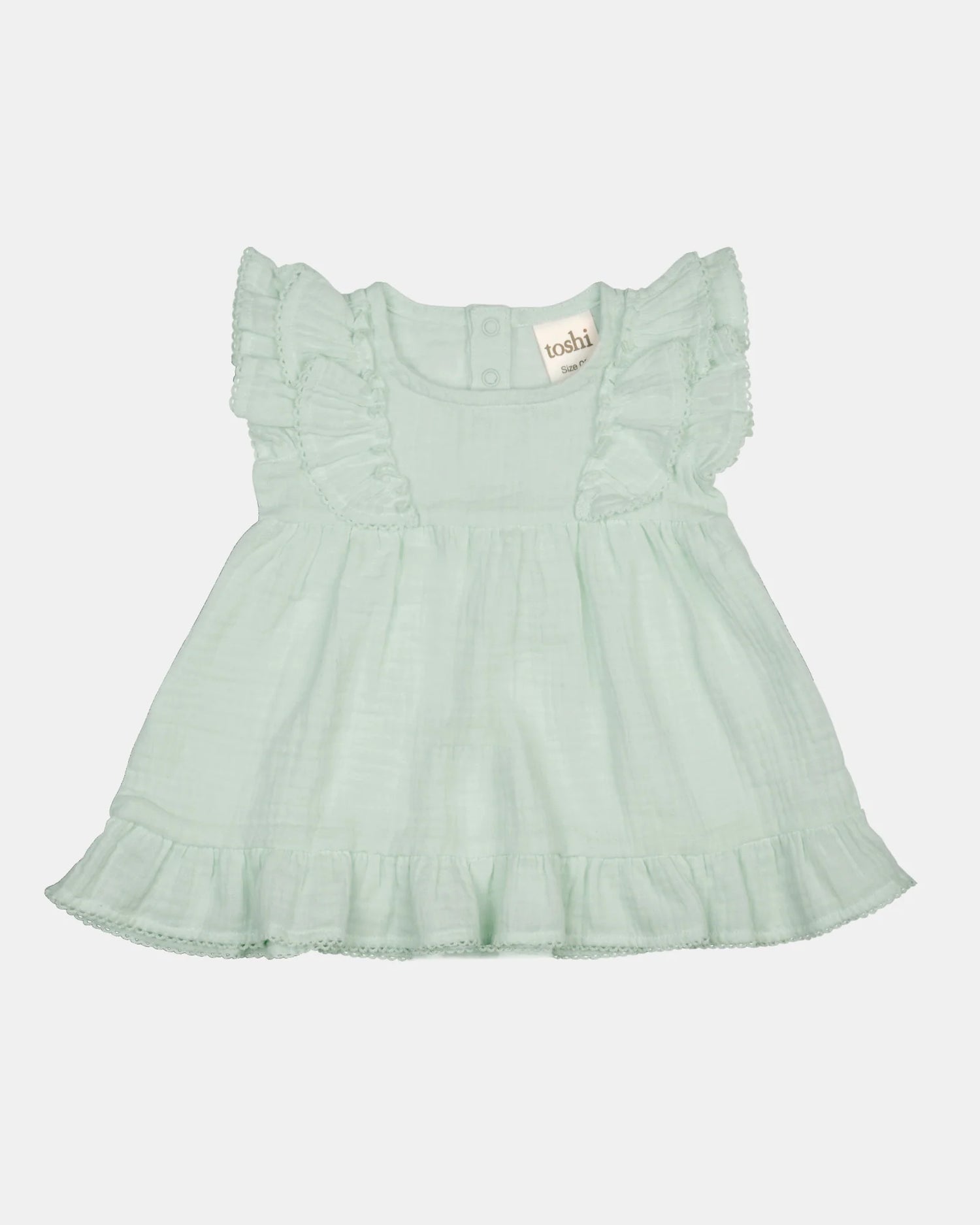 Toshi Baby Dress Sammy in Sage organic cotton