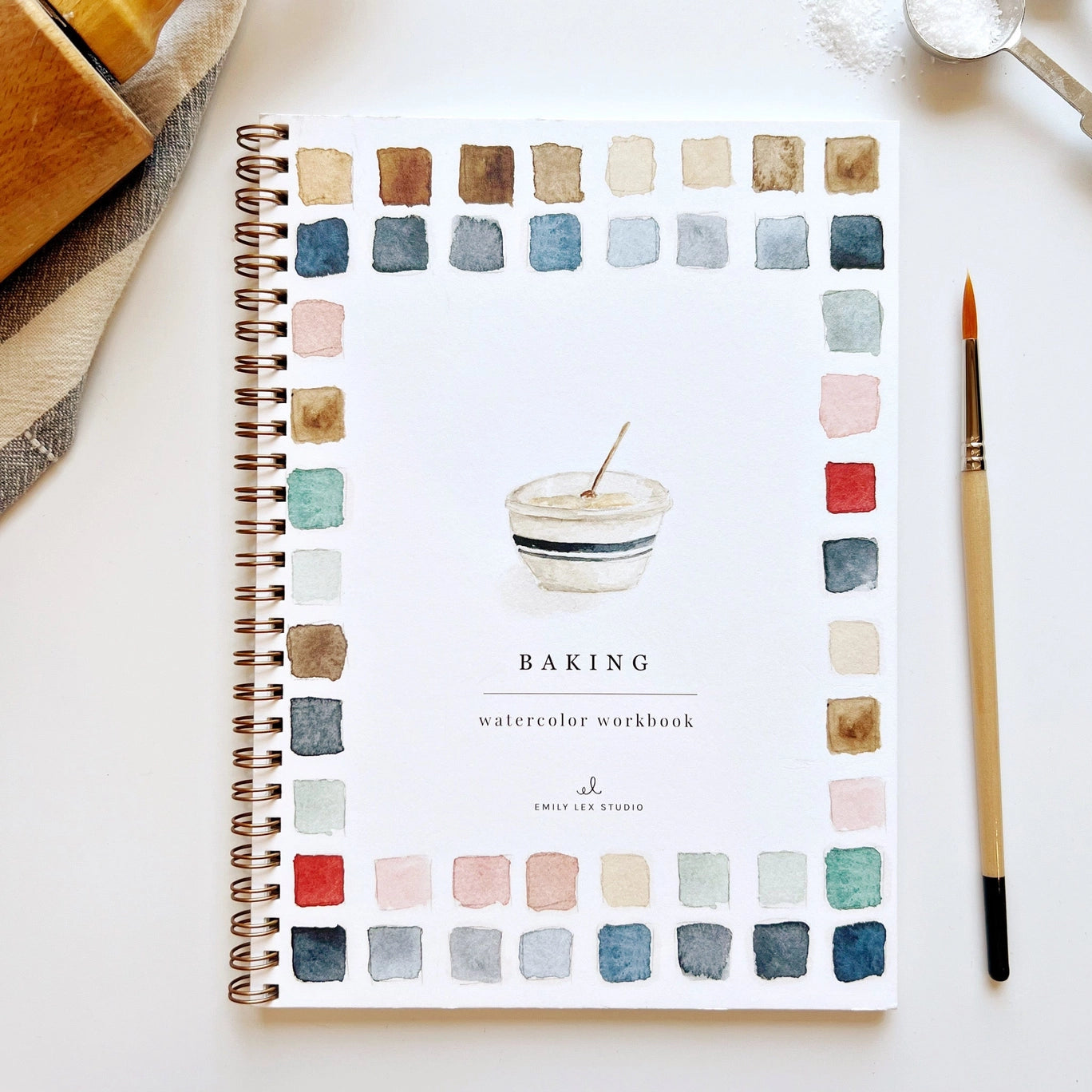 Watercolour painting workbook baking illustrations
