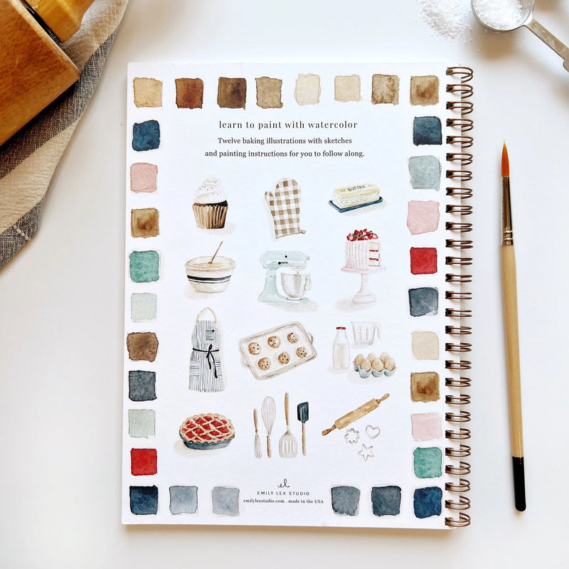Baking themed watercolour activity book