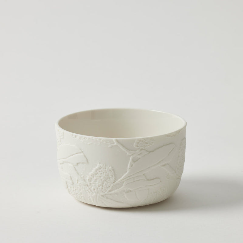 Banksia Small Bowl – Embossed Porcelain Floral Bowl