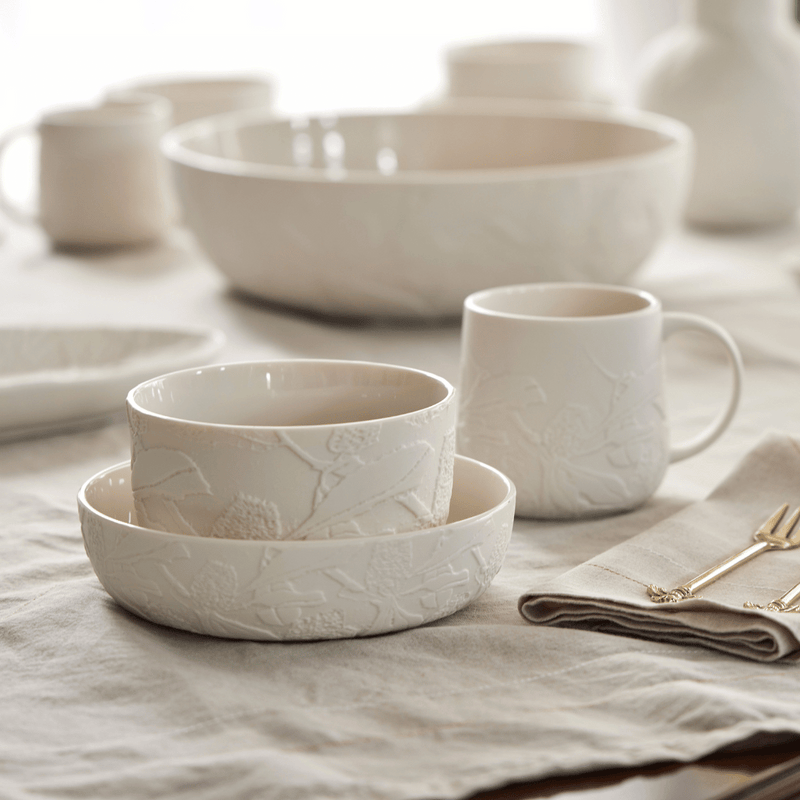 Banksia Small Bowl – Embossed Porcelain Floral Bowl