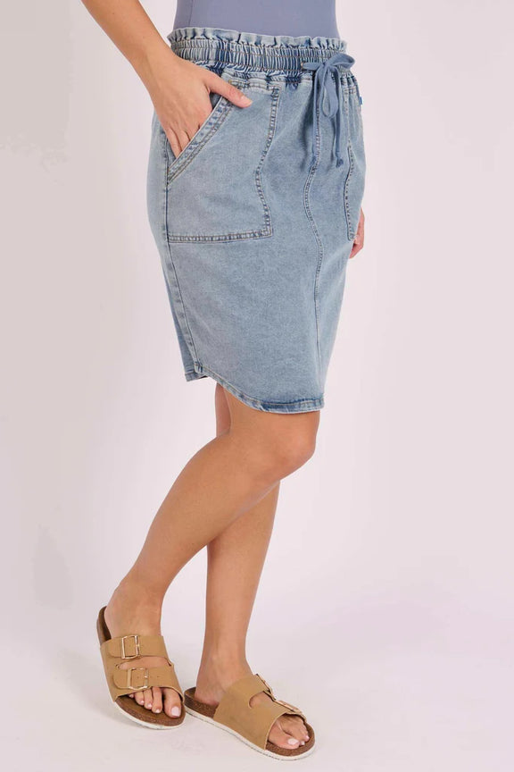 Women’s mid blue pull-on summer skirt