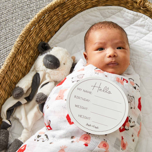 Baby teething comforter with soft fabric and knotted ends