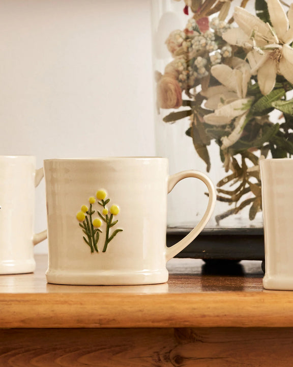 stoneware floral coffee mug