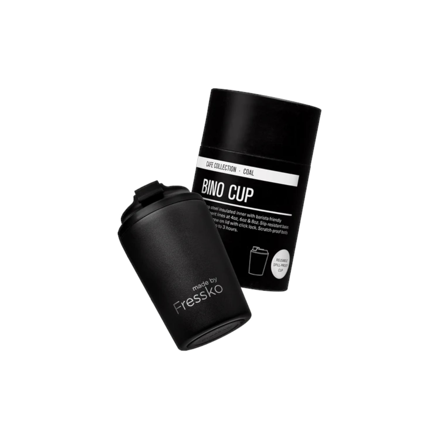 Bino 8oz reusable coffee cup coal – Made by Fressko