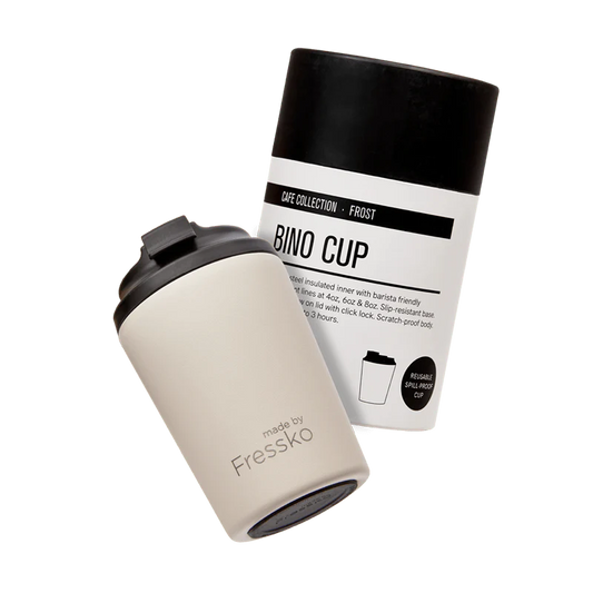 Frost 223ml insulated reusable coffee cup featuring a shatterproof ceramic lining.