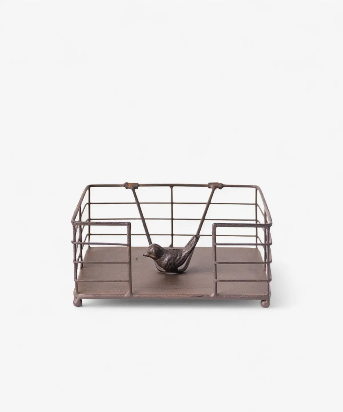 Rustic brown iron bird napkin holder decorative kitchen table accessory