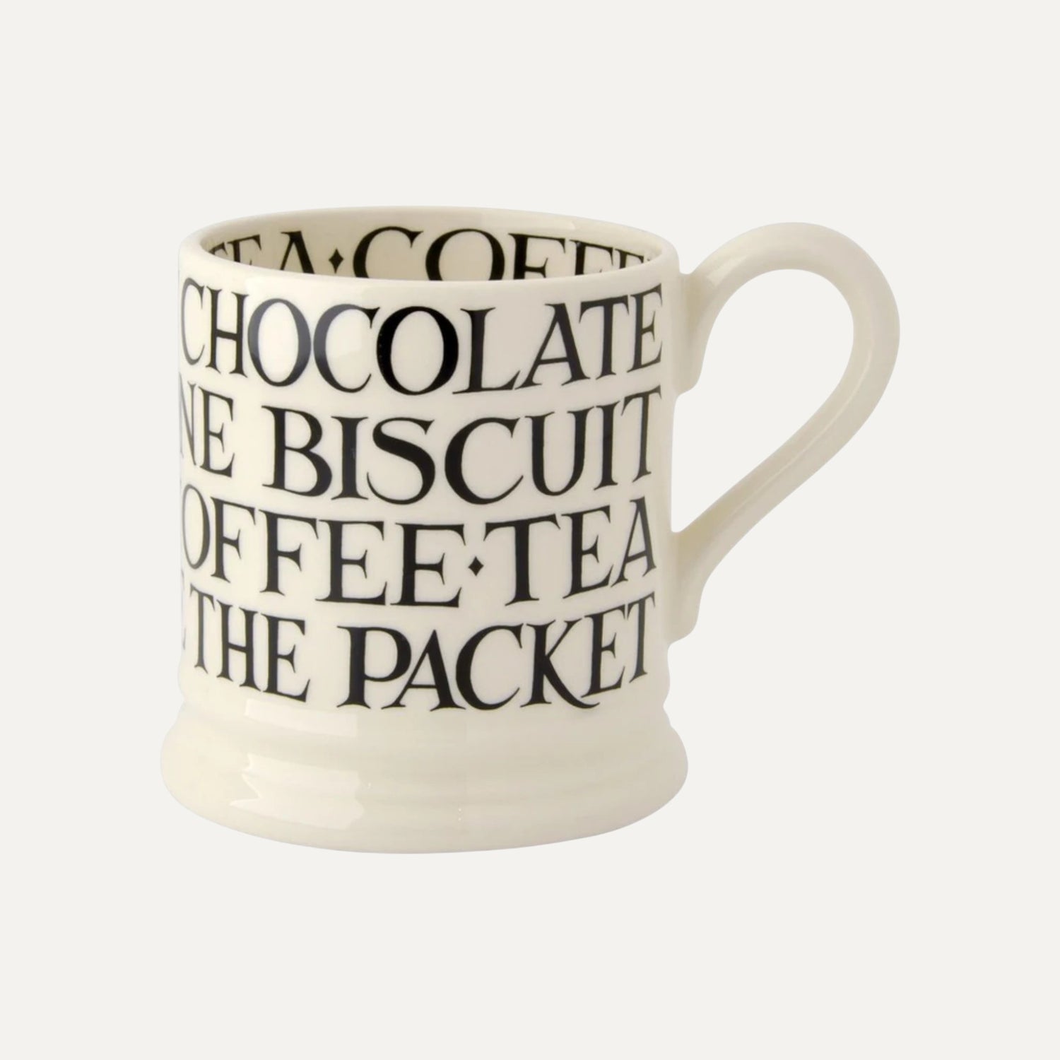 Black Toast All Over Writing 1/2 Pint Mug