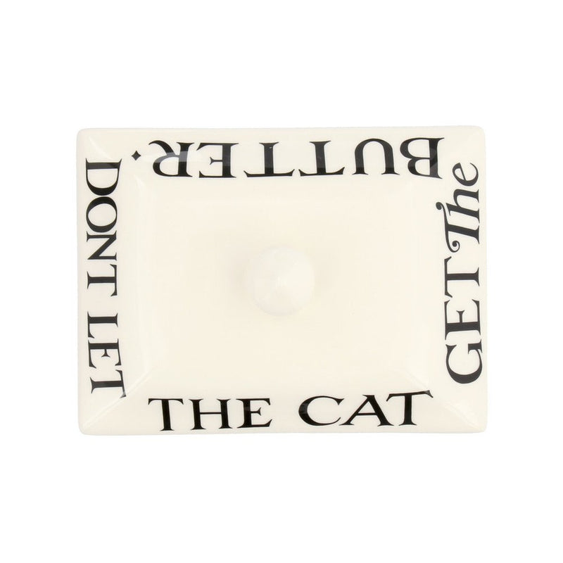 Lid of Emma Bridgewater butter dish handmade in Stoke-on-Trent.
