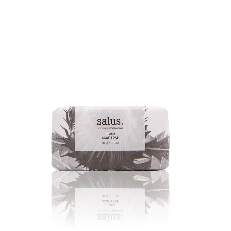 Salus black clay soap 180g natural face and body cleansing bar Australia