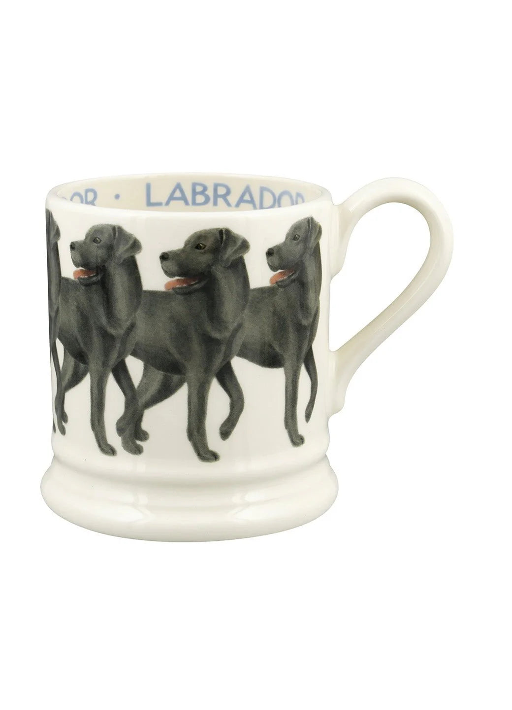 Emma Bridgewater Black Labrador half pint mug handcrafted from English earthenware with dog illustration.